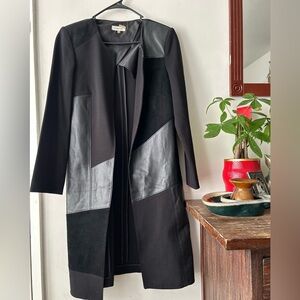 Calvin Klein Mixed-Media Contrast Panel Open-Front Topper Jacket - Size 8